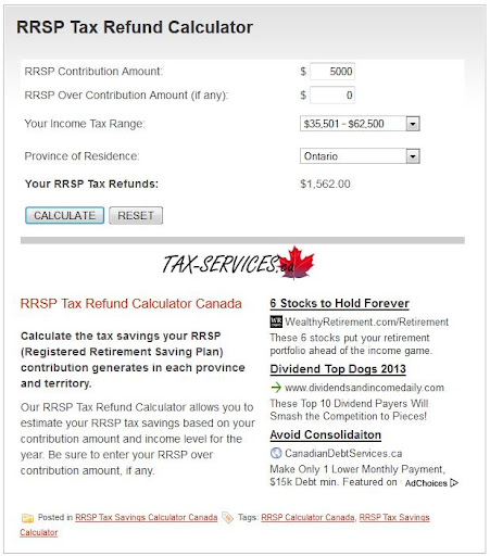 RRSP Tax Refund Calculator