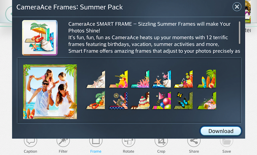 CameraAce Frames: Summer Pack Screen 1