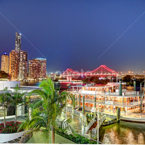 Brisbane River Dockside Walk by Bundle of Fun . - City,  Street & Park Night