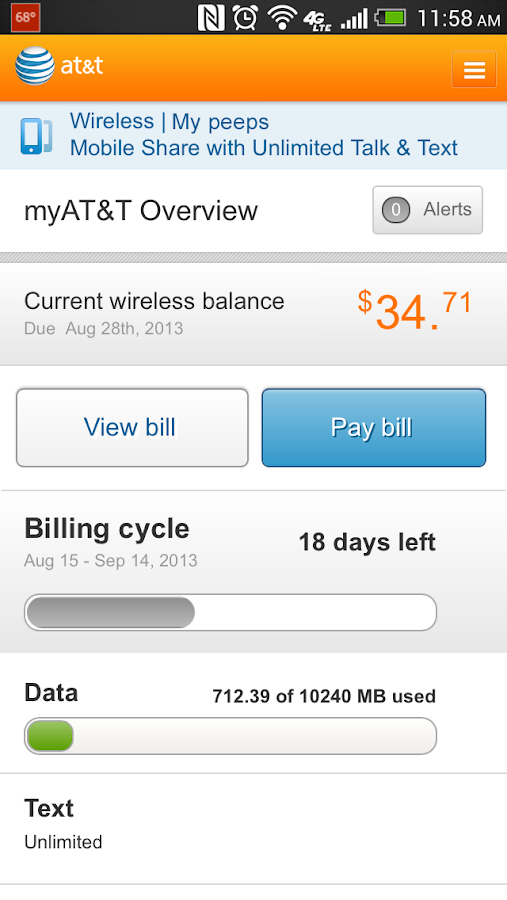 AT&T WIRELESS ONLINE ACCOUNT