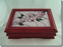 Rosewood Box with Dogwood Stained Glass by Nonnie