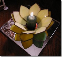 Yellow Lotus flower tea light by DianaStainedGlass