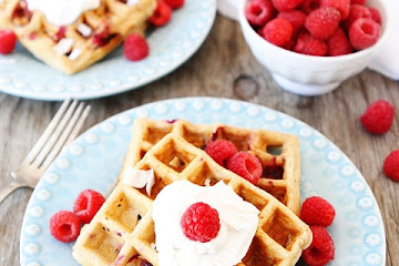 Coconut Raspberry Waffles with Coconut Whipped Cream