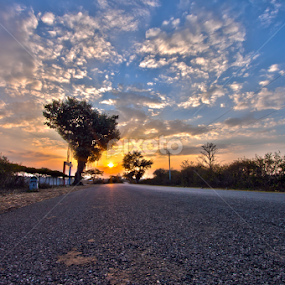 Sunset on the road by Md Mukibul Islam - Landscapes Sunsets & Sunrises
