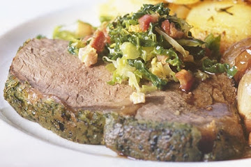 Sirloin with herby mustard crust & shallot gravy