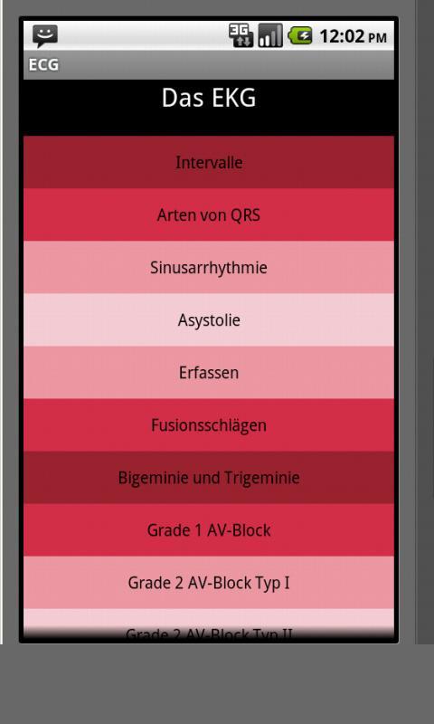 Android application Elektrokardiogramm EKG Typen screenshort