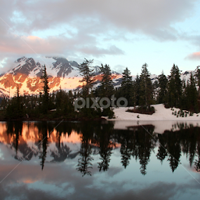 Mt. Baker from Picture Lake by Amanda Nystrom - Landscapes Mountains & Hills