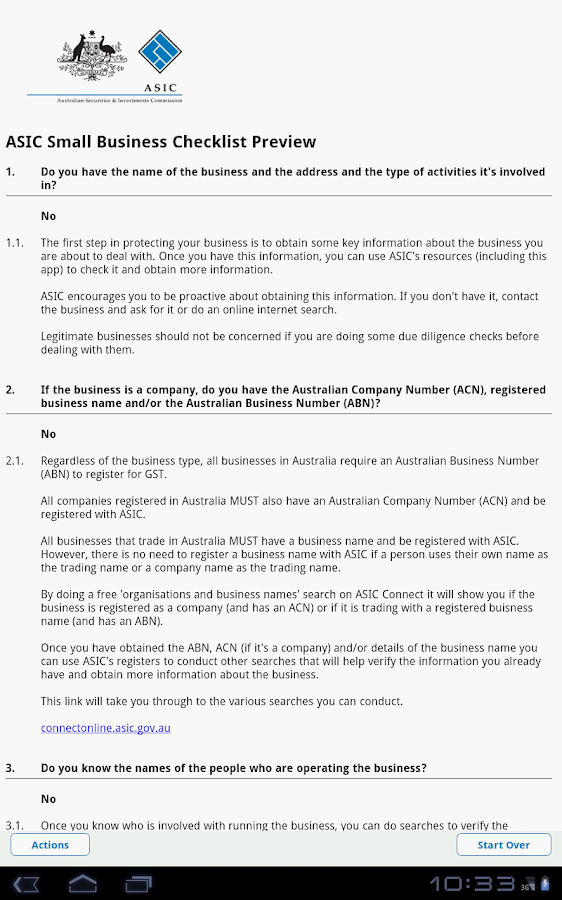 ASIC Business Checks Android Apps on Google Play