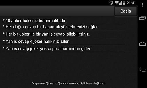 Joker Bilgi Yarışması Oyunu