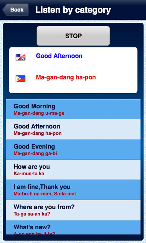 Speak Tagalog/Filipino Screen 3