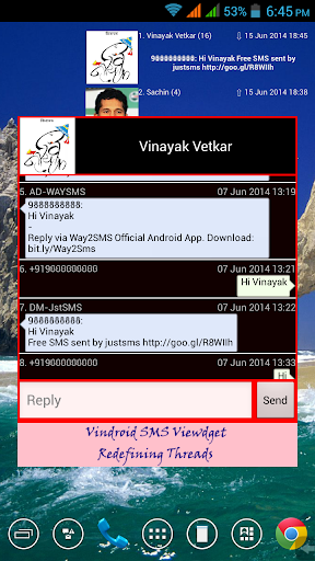 【免費通訊App】Vindroid SMS Viewdget (Widget)-APP點子