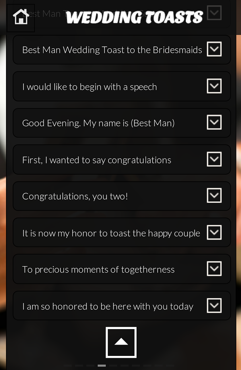 Wedding Toasts Screen 3