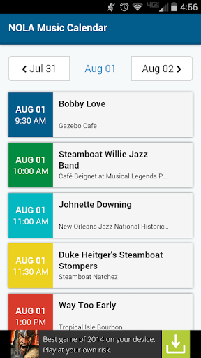 NOLA Music Calendar