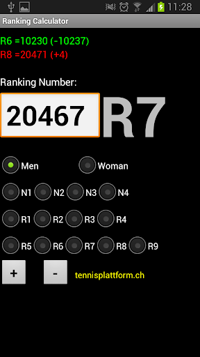 Tennis Ranking Calculator