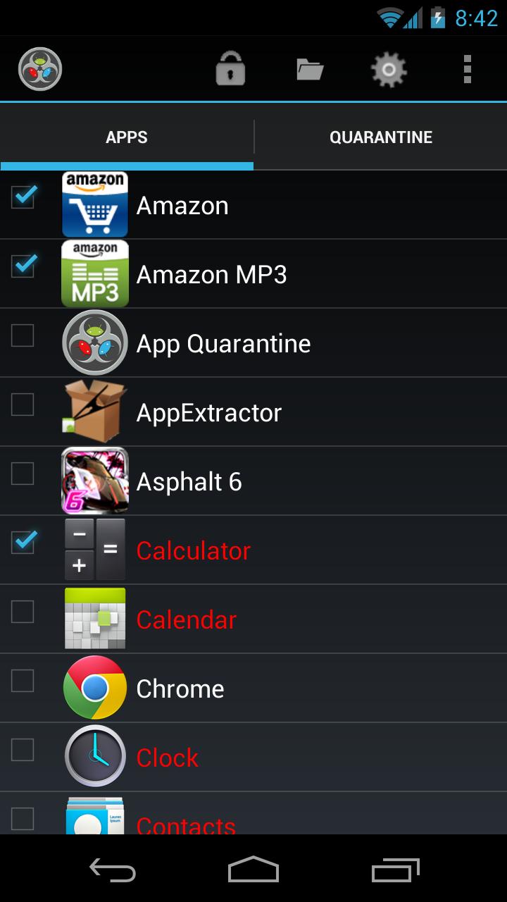 Android application App Quarantine Pro ROOT/FREEZE screenshort
