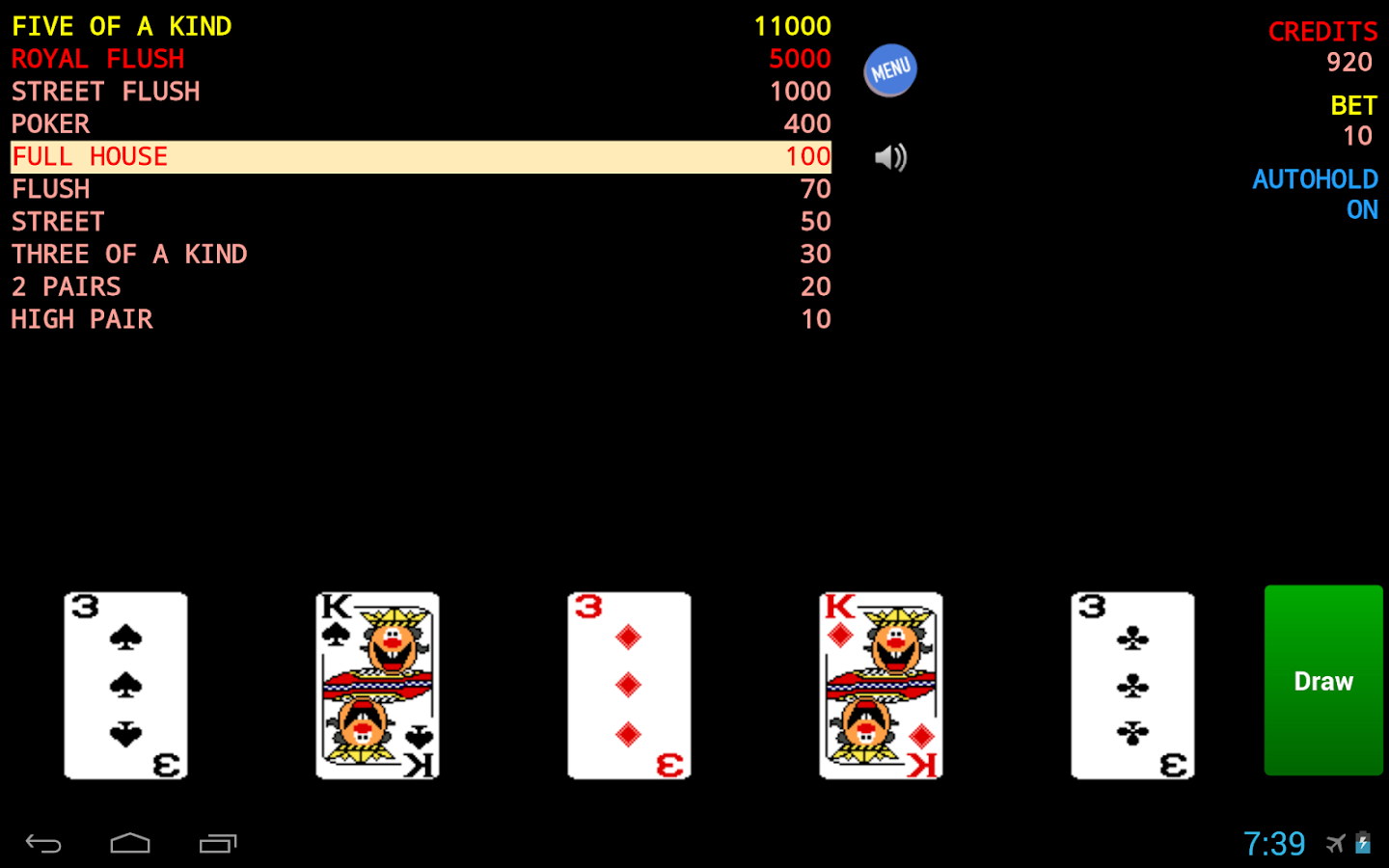 Jolly Card Poker Game