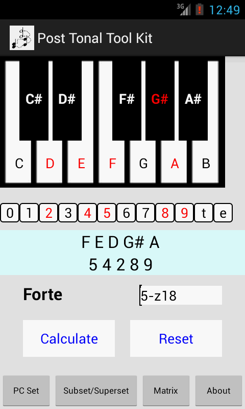Android application Post-Tonal Tool Kit 2.1 screenshort