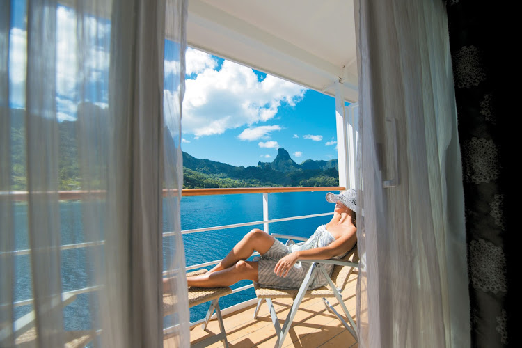 Nearly 70% of the suites and staterooms on the Paul Gauguin feature a balcony.