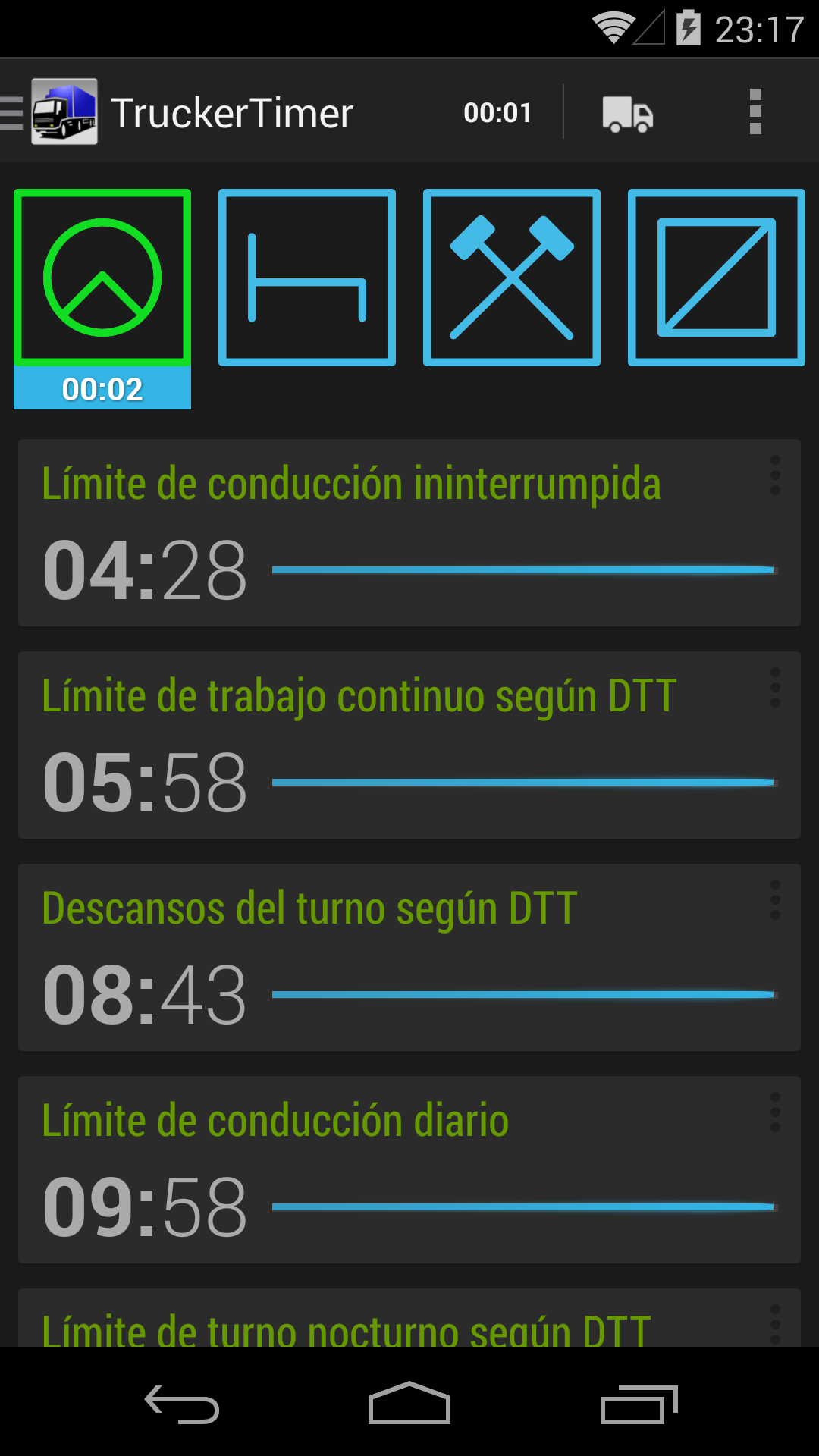 Android application TruckerTimer screenshort