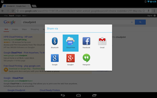 Google Cloud Print App Screenshot