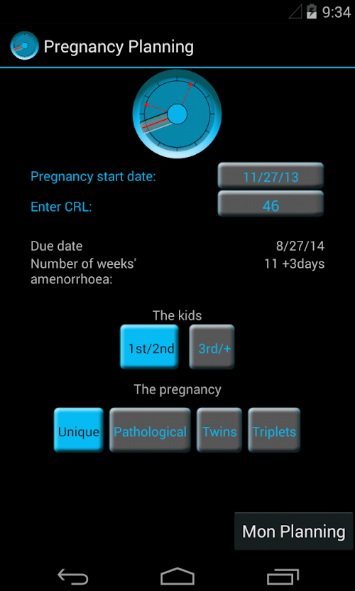 Android application Pregnancy Planning Plus screenshort