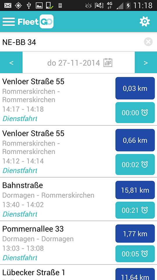 Android application FleetGO® Triplog screenshort