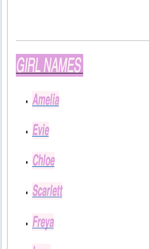 girl names