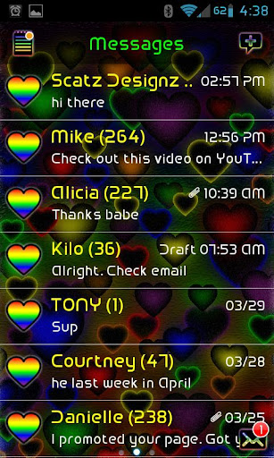 GO SMS PRO RAINBOW HEART THEME