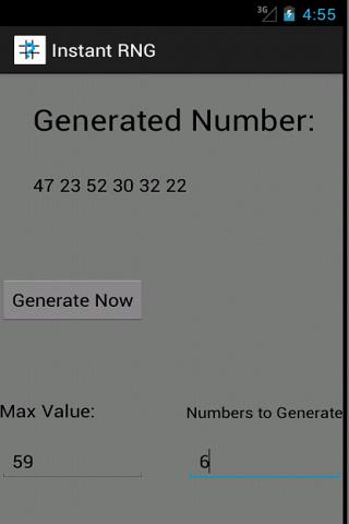 Instant RandomNumber Generator