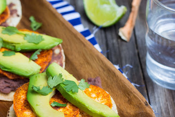 Roasted Sweet Potato, Black Bean & Avocado Tostadas