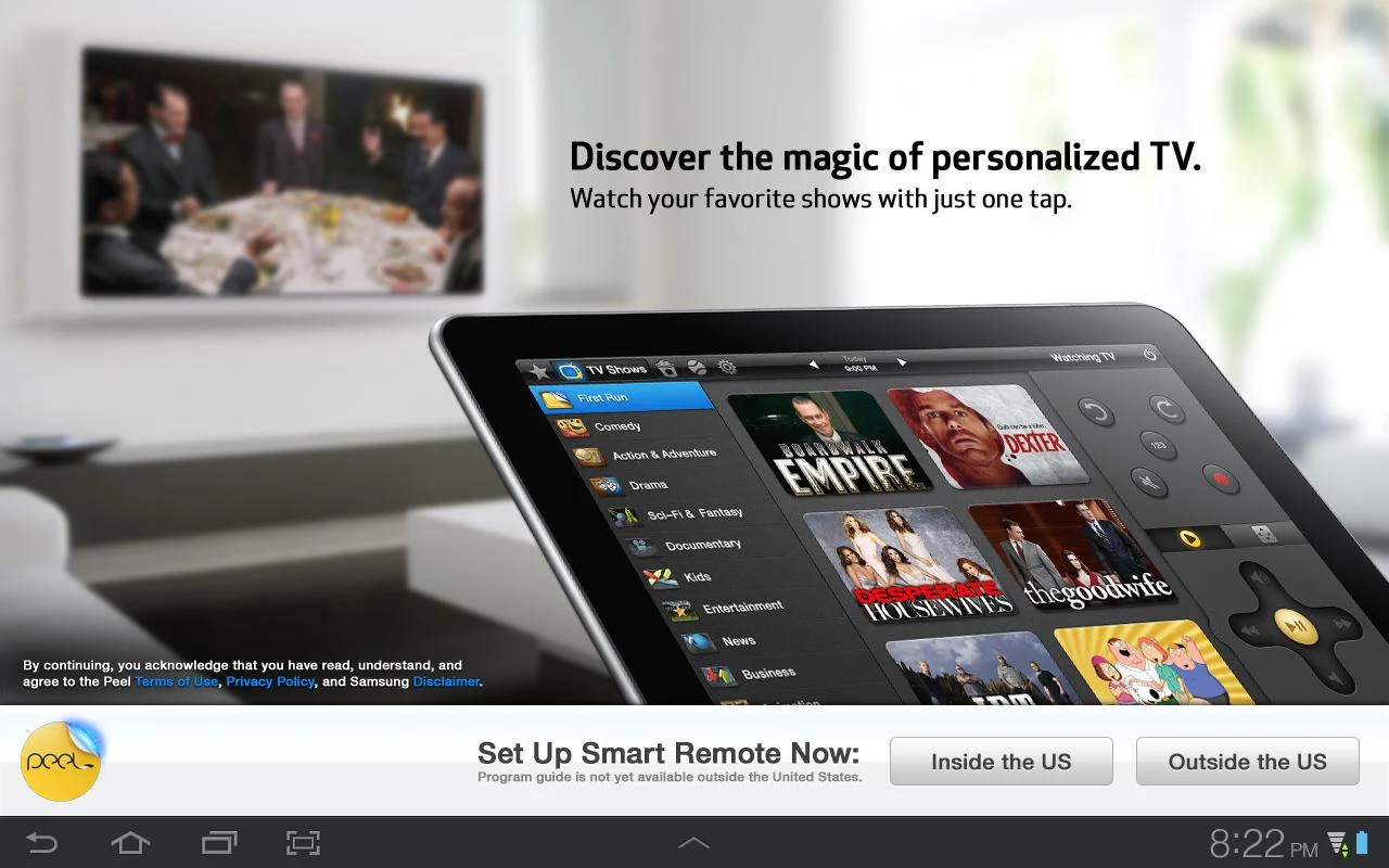 Peel Smart Remote (Galaxy Tab) - screenshot