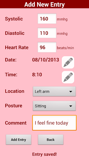 Blood pressure diary - free