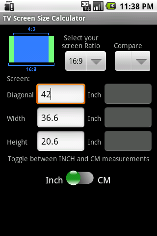 TV Screen Size Calculator