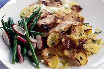 Roast lamb with avgolemono sauce