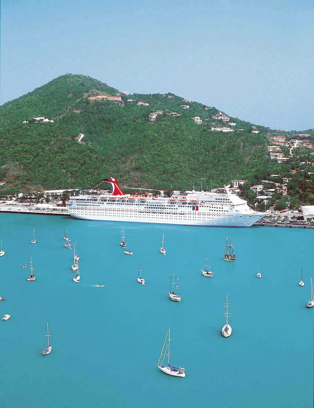 Carnival-Ecstasy-Bahamas - Carnival Ecstasy in port in the warm waters of the Bahamas.