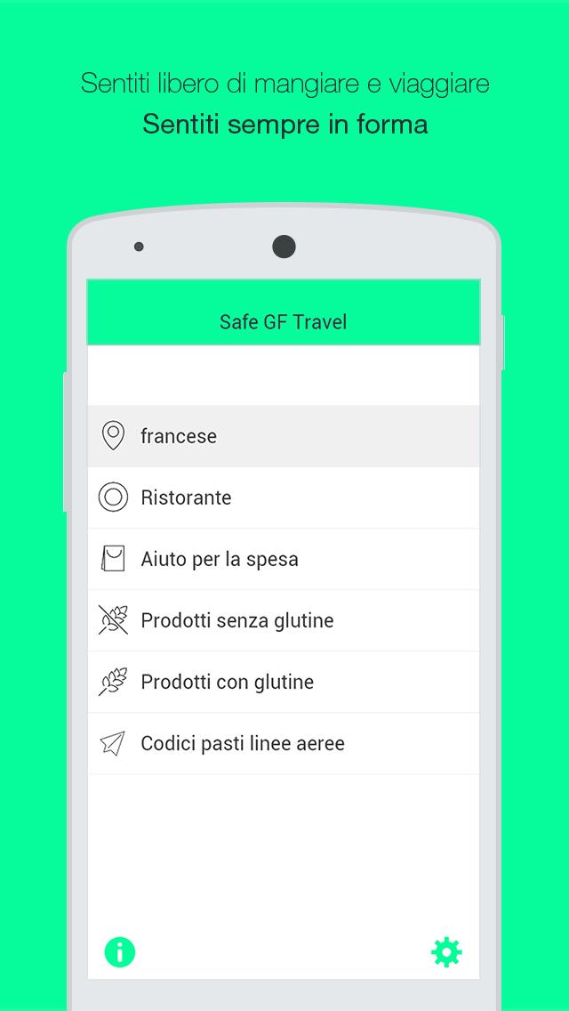 Android application Safe Gluten Free Travel screenshort