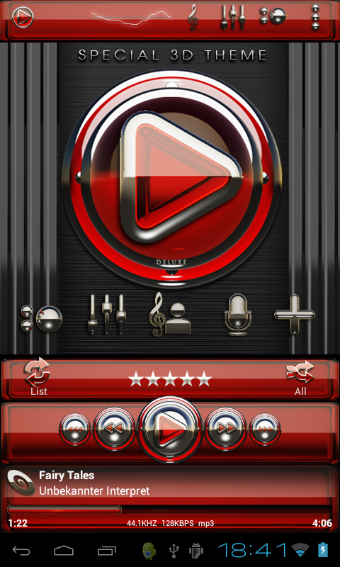 Poweramp skin Red Glas deluxe Screen 2