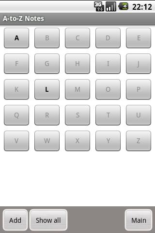 A-to-Z Notes Screen 1