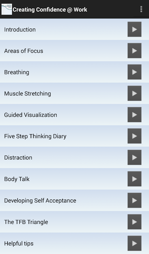 Android application CBT : Confidence @ Work screenshort