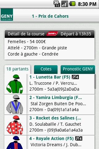 Geny Courses - Infos Turf Screen 3