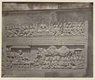 Basreliëf in de muur aan de oostzijde van de Borobudur