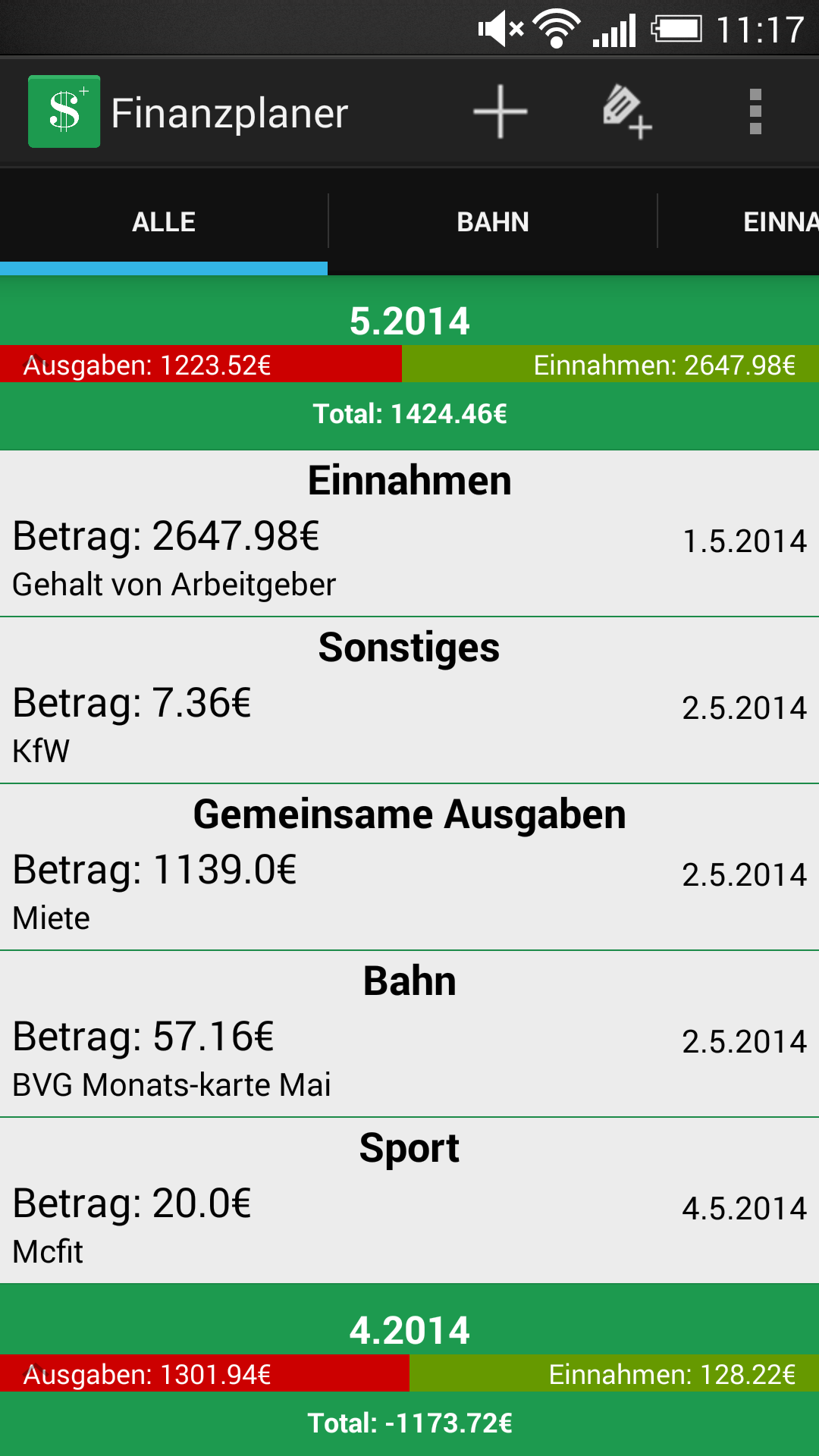 Android application Easy Financeplaner Pro screenshort