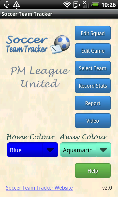 Soccer Team Tracker Screen 1