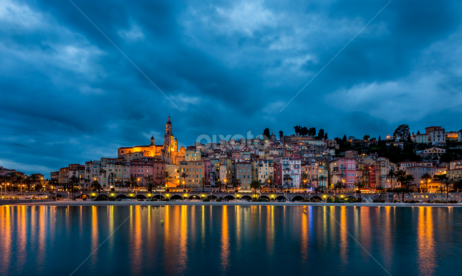 menton twilight by Ennio Pozzetti - City,  Street & Park Vistas