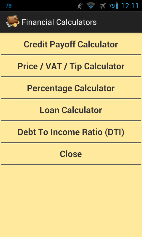 Android application Financial Loan Calculators screenshort