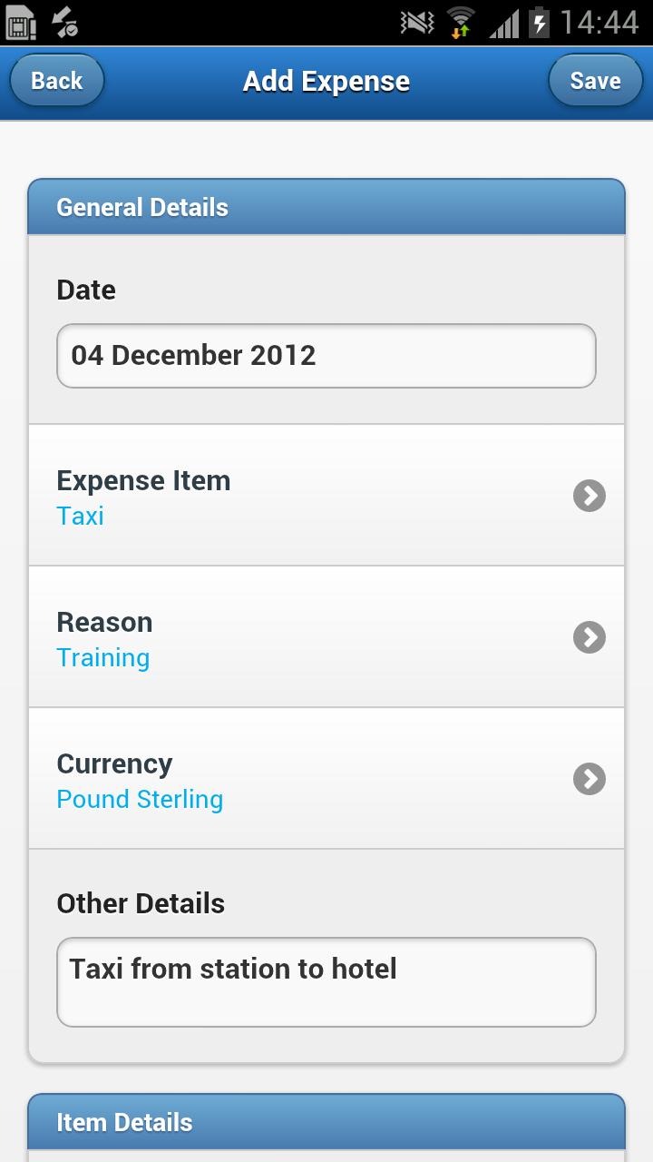 Expenses360 for Android Screen 1