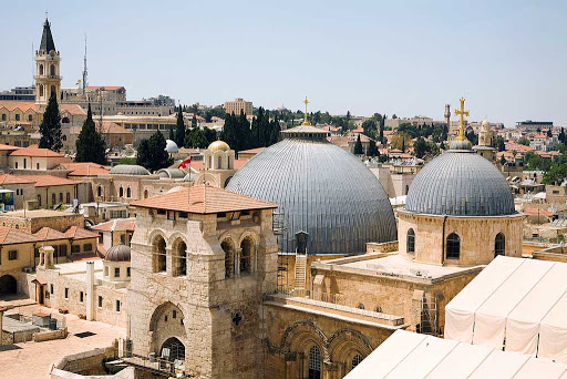 exterior-domes-holy-sepulchre-Jerusalem - Jerusalem, Israel near the Church of the Holy Sepulchre.