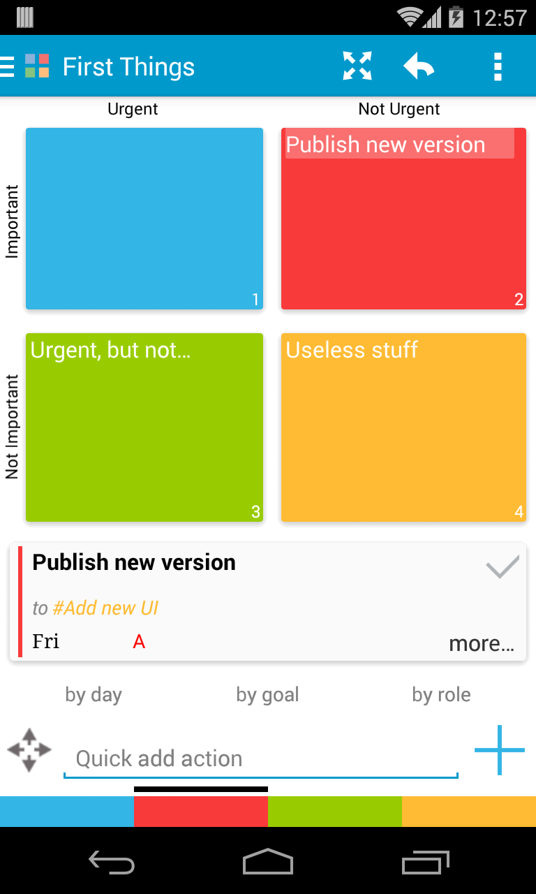 My Effectiveness: To do, Tasks Screen 3