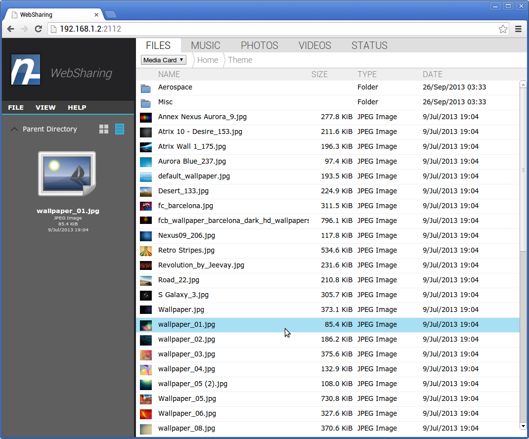 WebSharingLite (File Manager) - screenshot