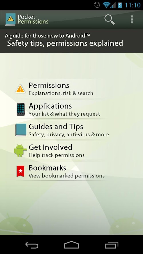 Android application PocketPermissions screenshort
